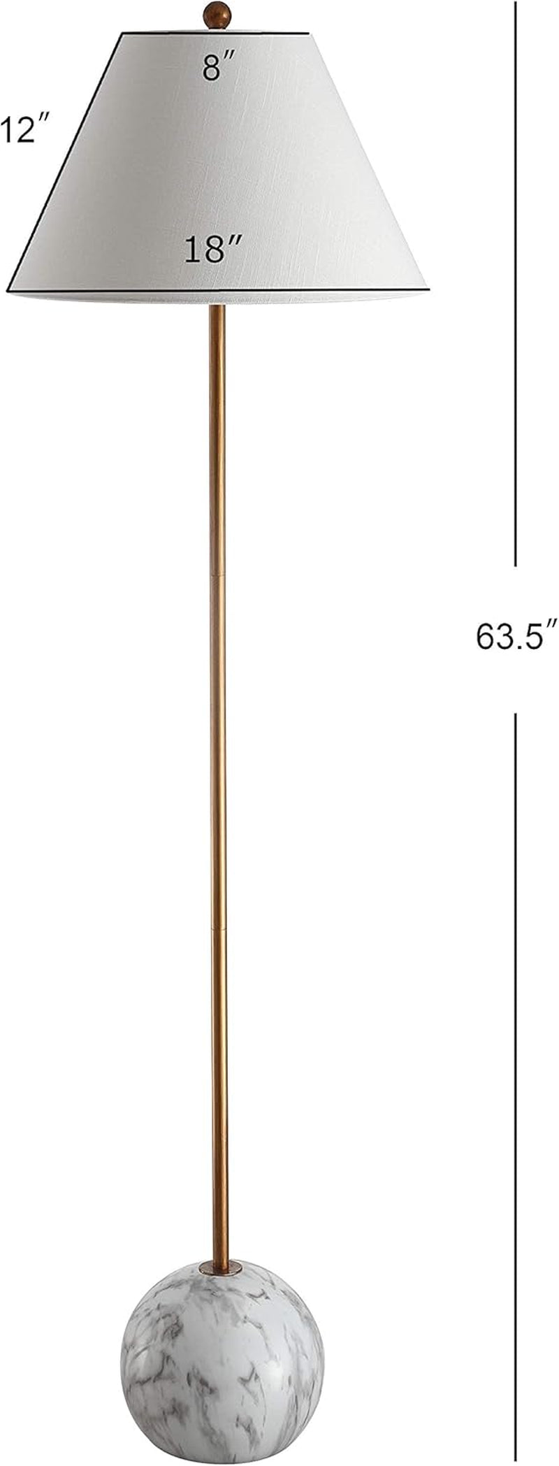 JYL3066A Miami 63.5" Minimalist Resin/Metal LED Floor Lamp Modern,Contemporary for Bedrooms, Living Room, Office, Reading, Gold/White