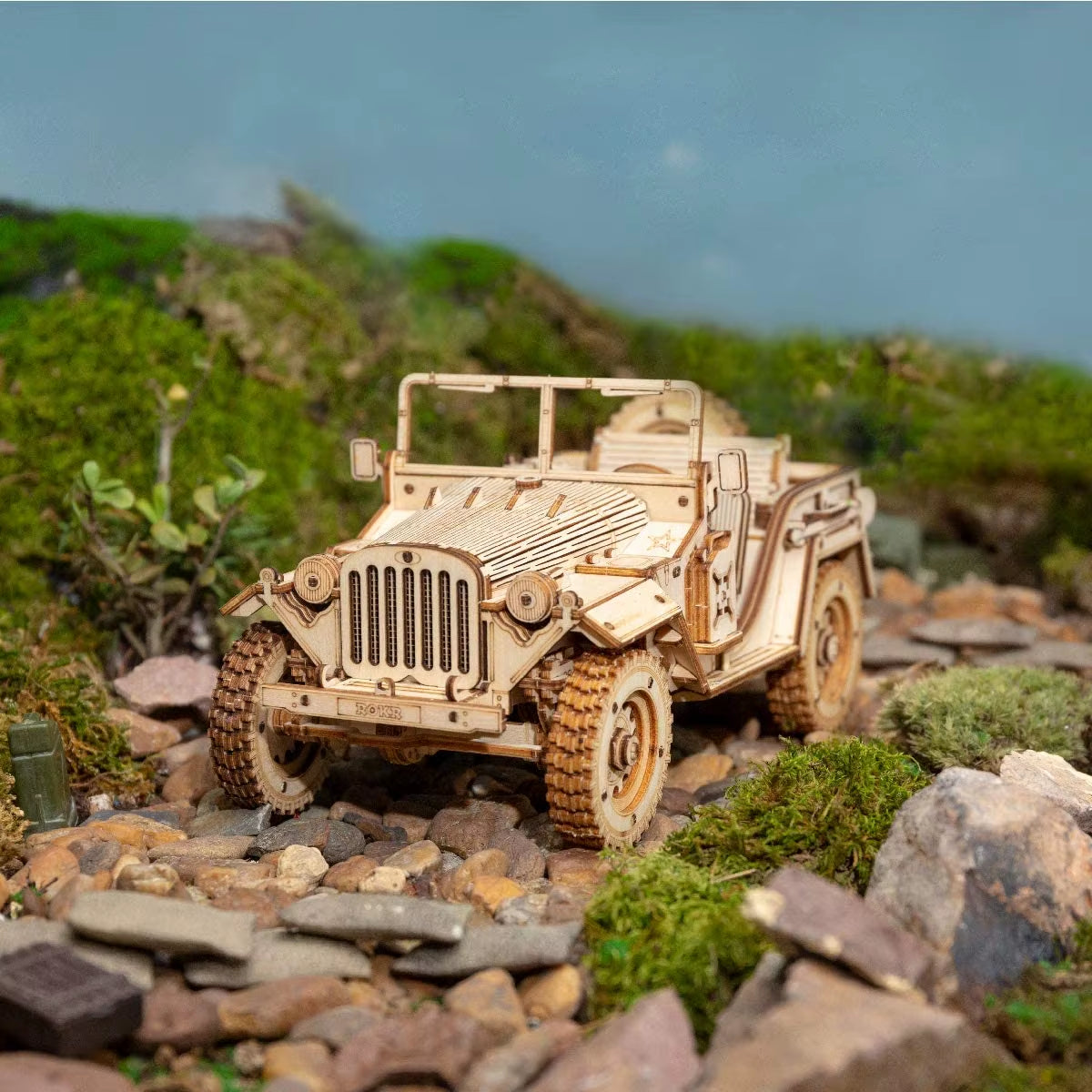 Rokr 3D Puzzle Movable Steam Train,Car,Jeep Assembly Toy Gift for Children Adult Wooden Model Building Block Kits
