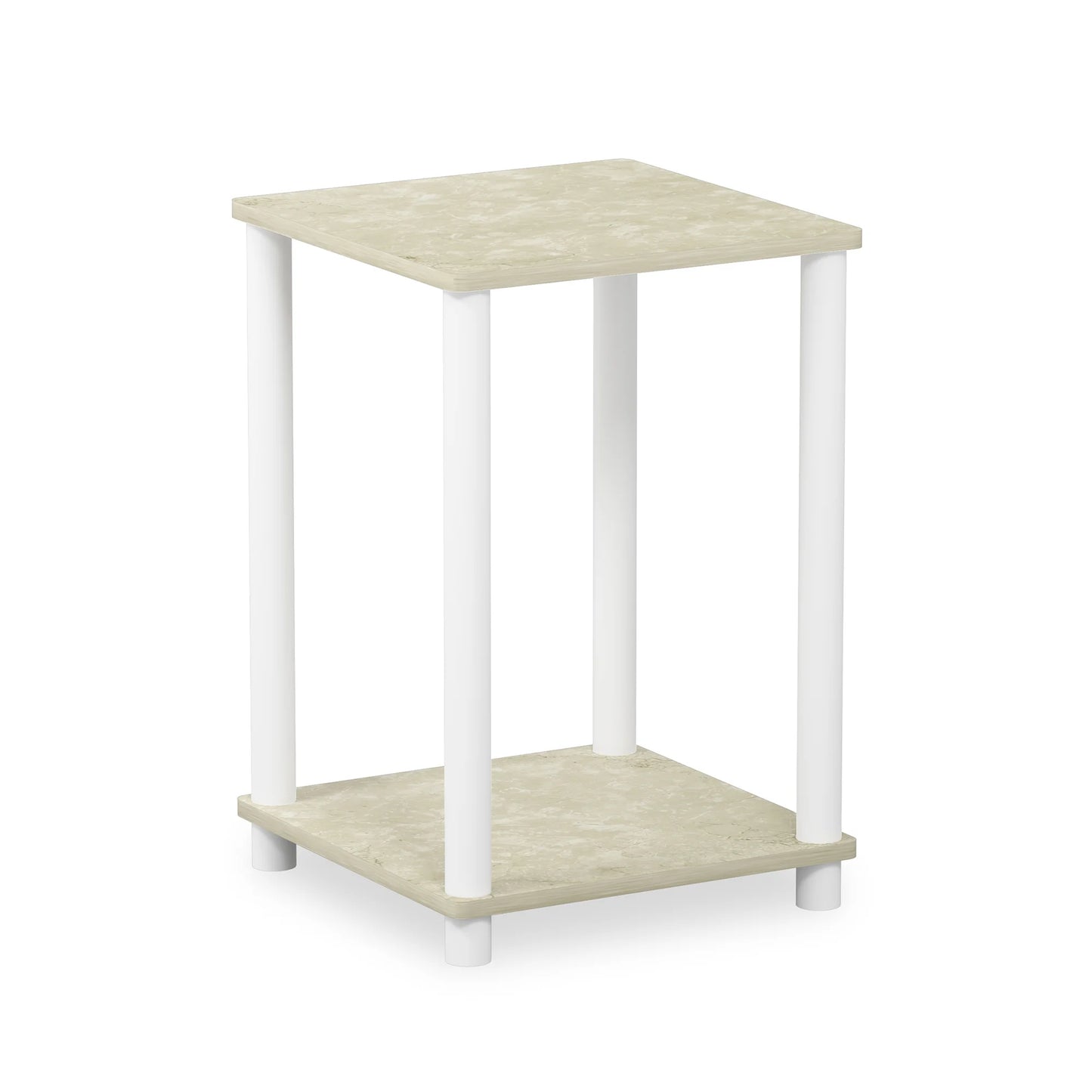 Turn-N-Tube Haydn End Table, Cream Faux Marble/White
