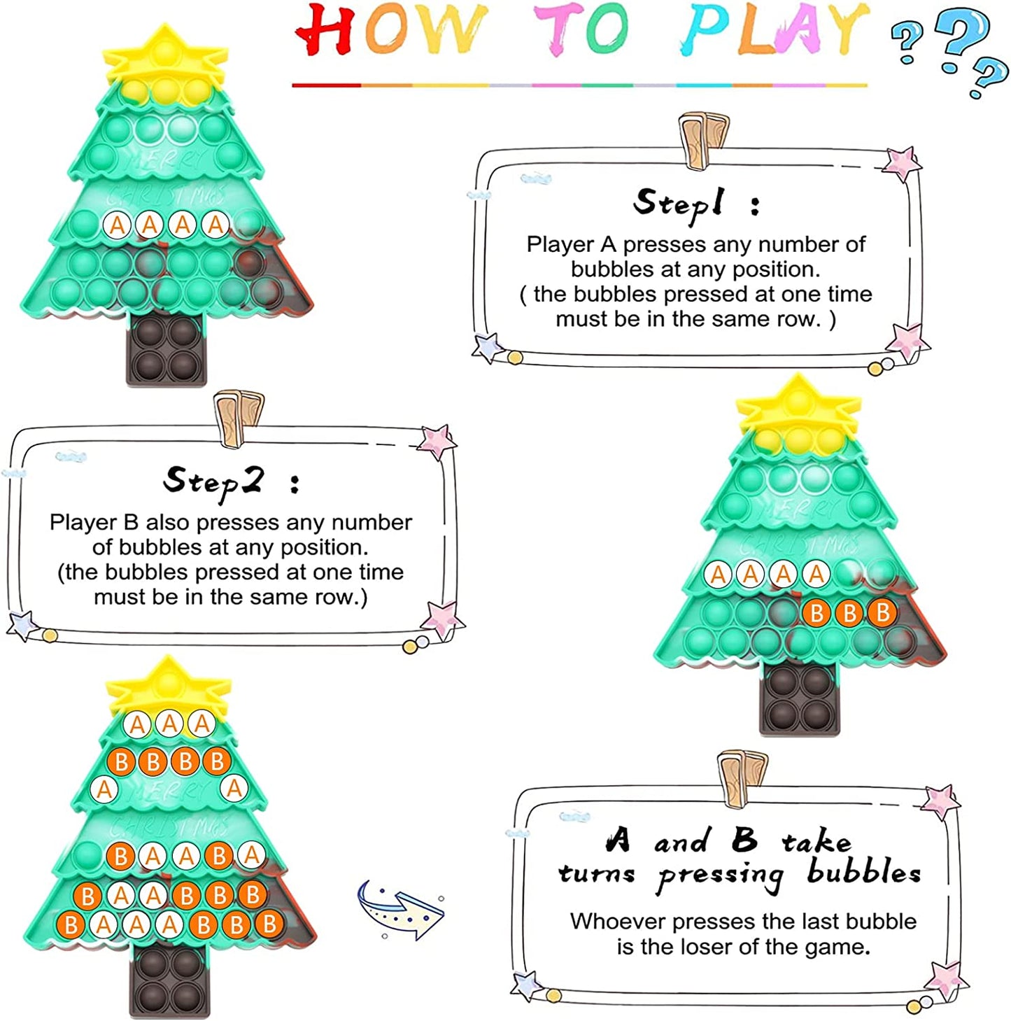 4 Pack Christmas Pop Push Its Fidget Toys,Simple Dimple Christmas Party Decor Santa Claus Christmas Tree Decoration for Kids Adults Stress Relief Poppers Games