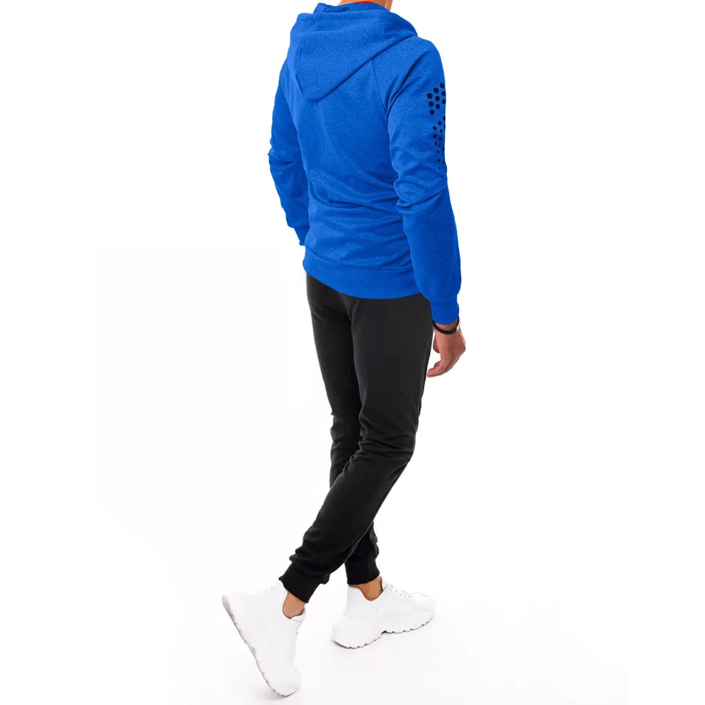 Men'S Tracksuit Soft Hooded Jogging Sweatsuits Full-Zip Pullover Coats 2 Pieces Sports Outfits Set Sportsuits