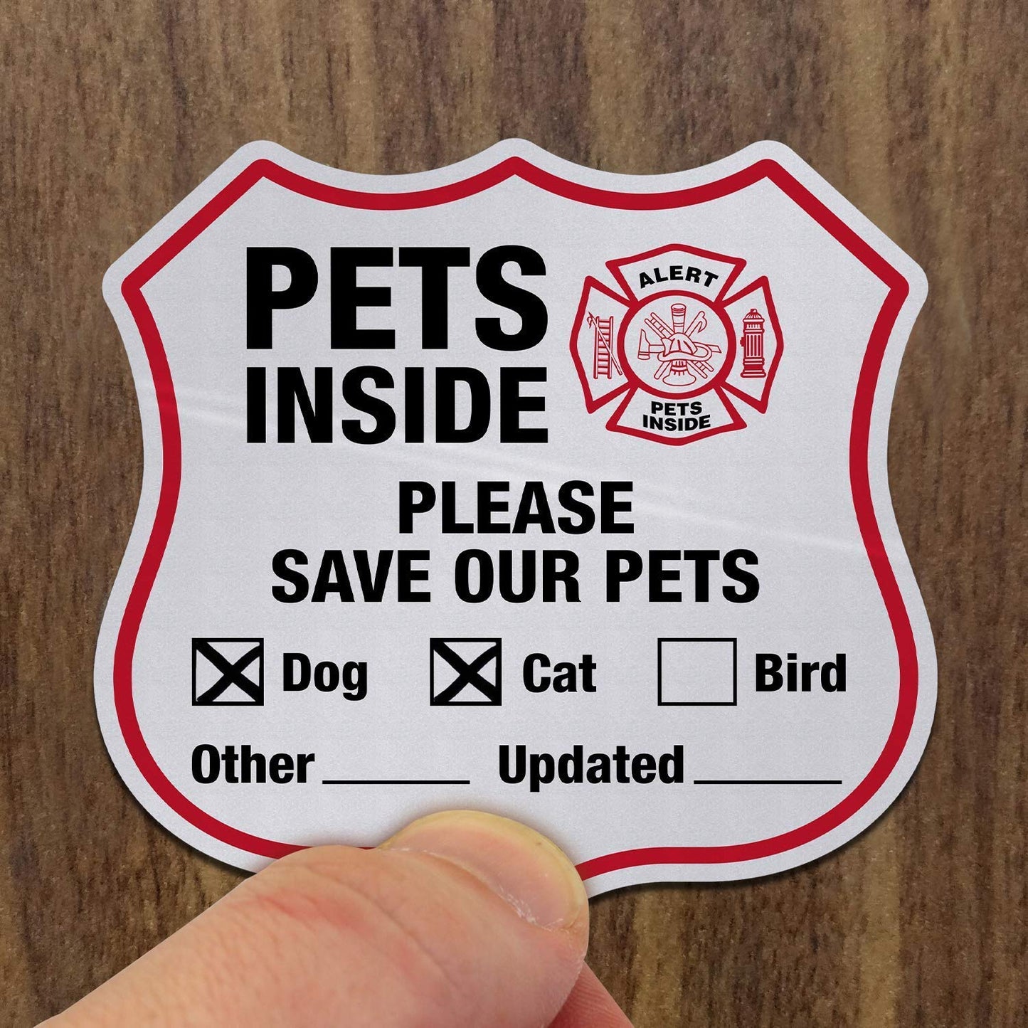 “Please save Our Pets” Pets inside Decal Set | Six Pack of 2.75" X 2.75" Engineer Grade Reflective Adhesive Labels, Made in USA