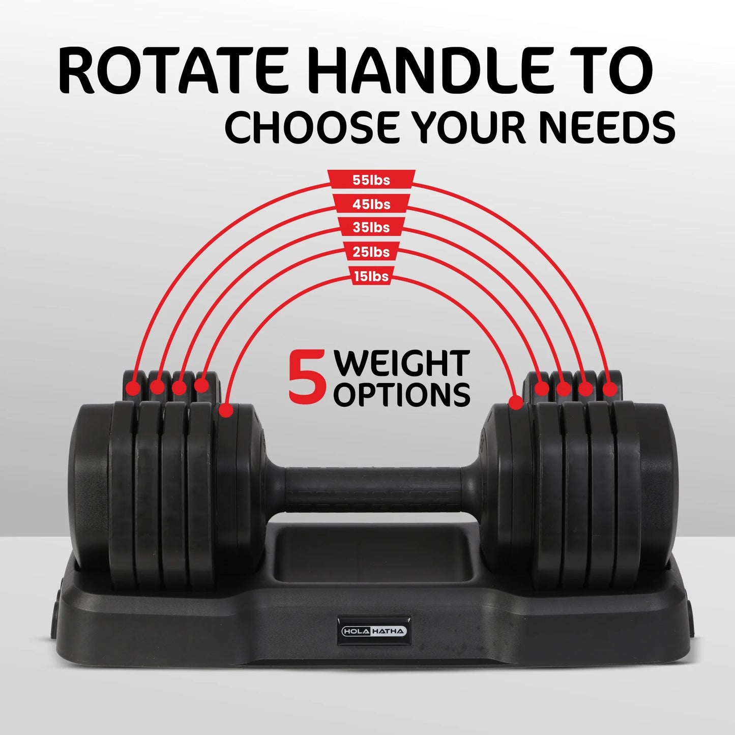 5-In-1 Adjustable Dumbbell Home Gym Workout Equipment, Single