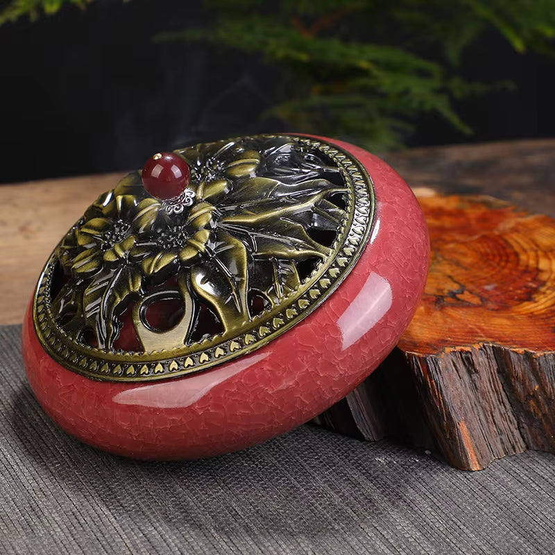 Y the Large Mosquito Coil Tray Living Room Incense Sticks Burner Dragon Sandalwood Ceramic with Lid Home Fireproof Cone Censer
