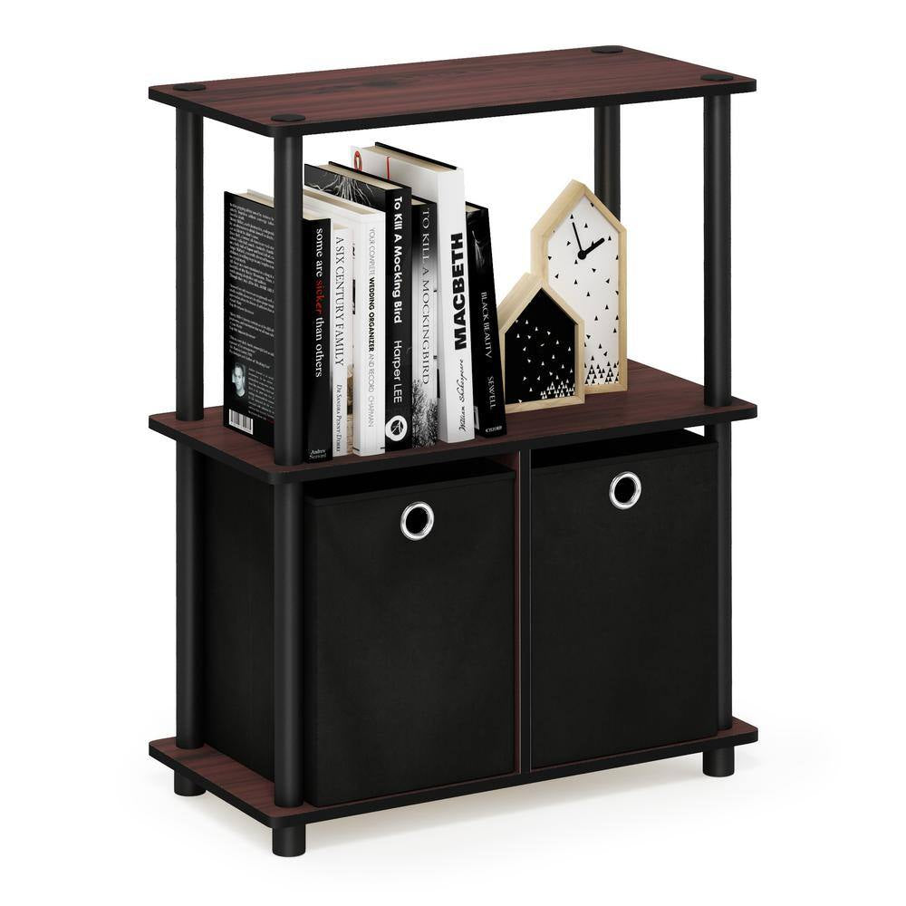 Go Green Dark Cherry 3-Shelf Open Bookcase with Bins (2-Pack)