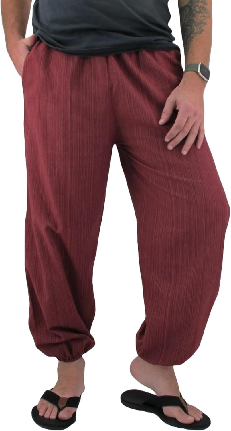 Baggy Pants Men'S One Size Cotton Harem Pants Hippie Boho Trousers