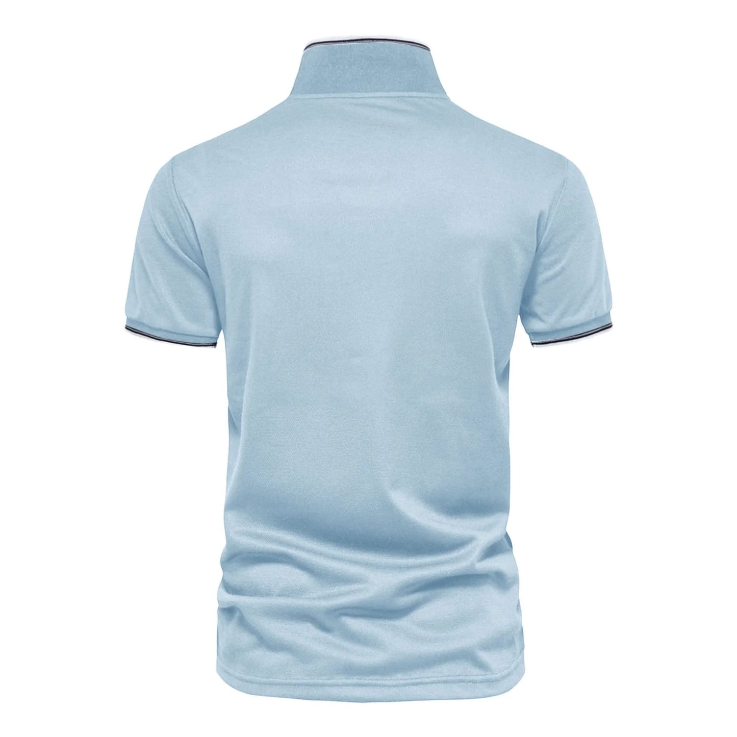 Light Blue Polo Shirts for Men Mens Fashion Casual Solid Color Cotton V Neck Button Short Sleeve T Shirt Top
