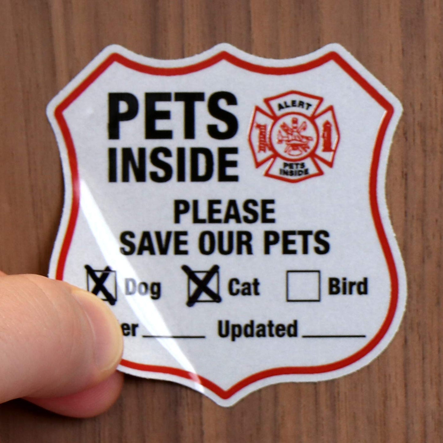 “Please save Our Pets” Pets inside Decal Set | Six Pack of 2.75" X 2.75" Engineer Grade Reflective Adhesive Labels, Made in USA