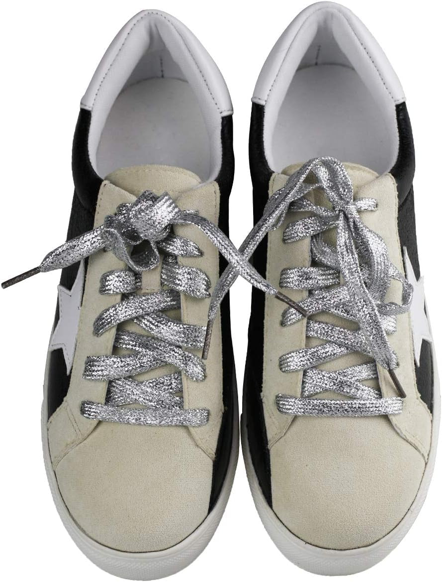 Women'S Skate Lace up Tennis Shoes Fashion Sneakers Casual Sport Flat Shoes DL Black Metal 10