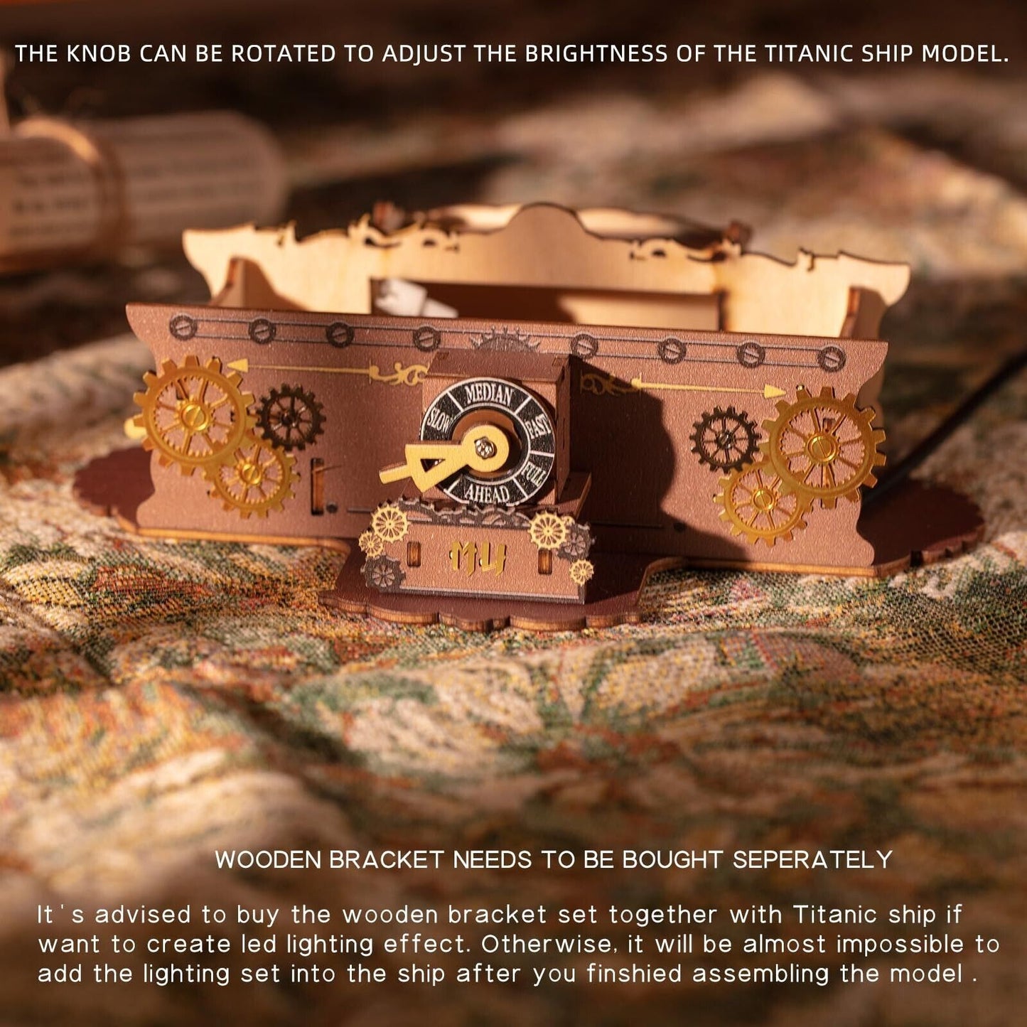 MU 3D Metal Puzzle for Adult Titanic Ship Model Building with LED Lighting, R...