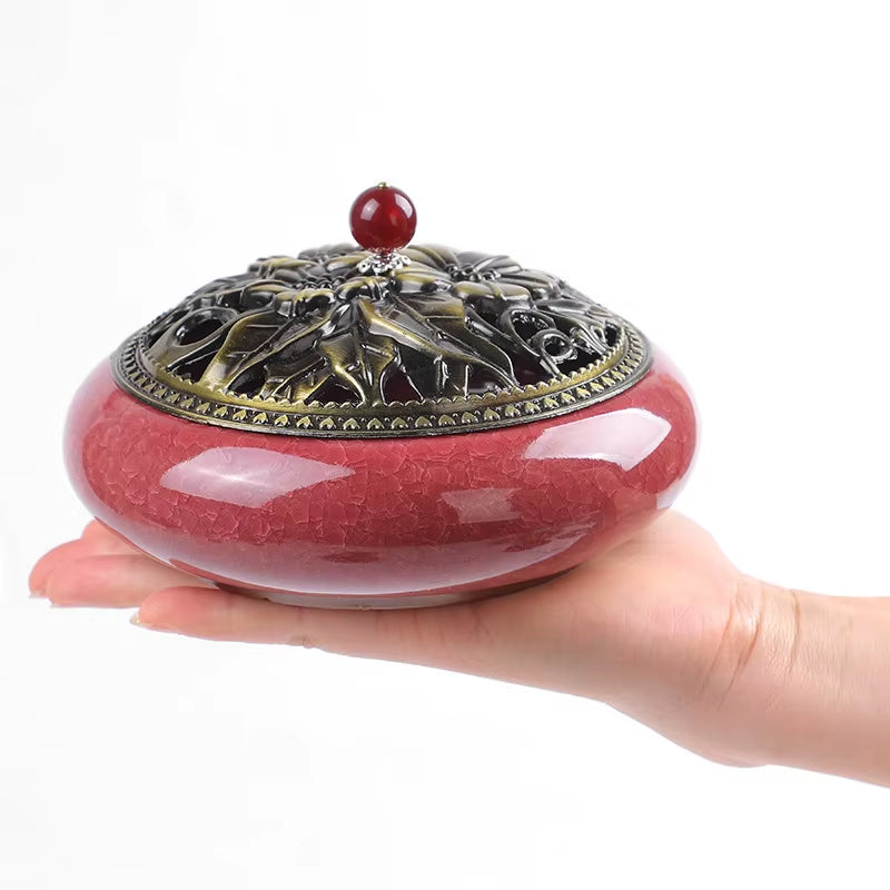 Y the Large Mosquito Coil Tray Living Room Incense Sticks Burner Dragon Sandalwood Ceramic with Lid Home Fireproof Cone Censer
