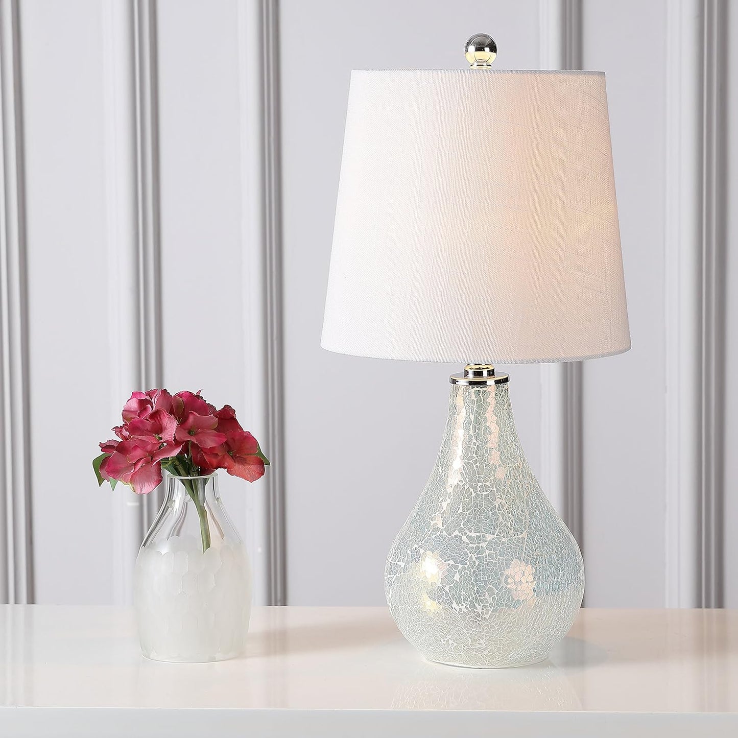 JYL1024B Mona 20.5" Mini LED Table Lamp, Modern, Contemporary, Elegant, Office, Living Room, Family Room, Dining Room, Bedroom, Hallway, Foyer, Mosaic White