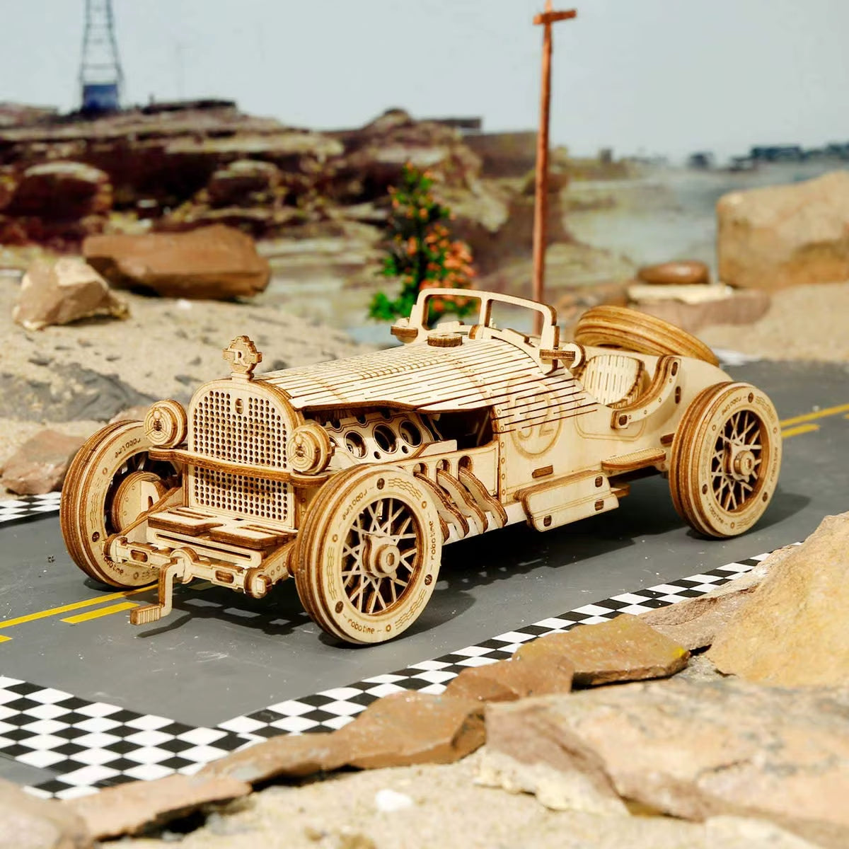 Rokr 3D Puzzle Movable Steam Train,Car,Jeep Assembly Toy Gift for Children Adult Wooden Model Building Block Kits
