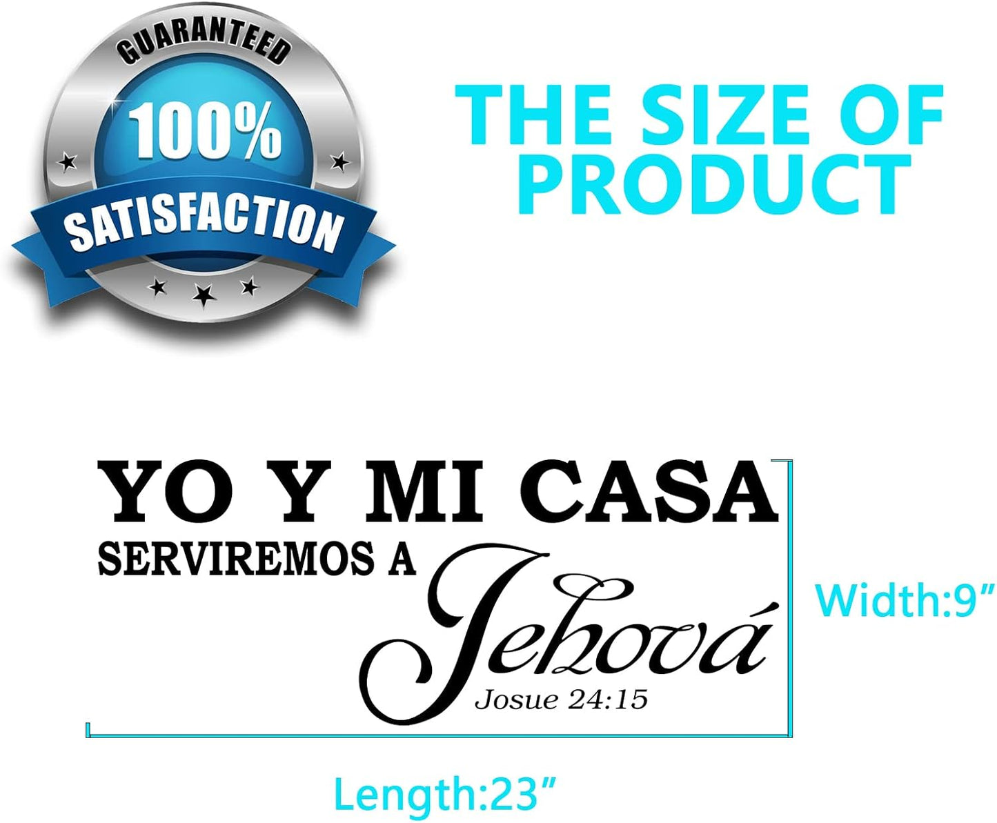 Yo Y Mi Casa Serviremos a Jehová, Bible Verse Wall Decal, Living Room Quotes Scripture Christian Prayer Religious Faith Jesus God Bedroom Positive Home Art Decor Vinyl Stickers Espanol 23"X9"