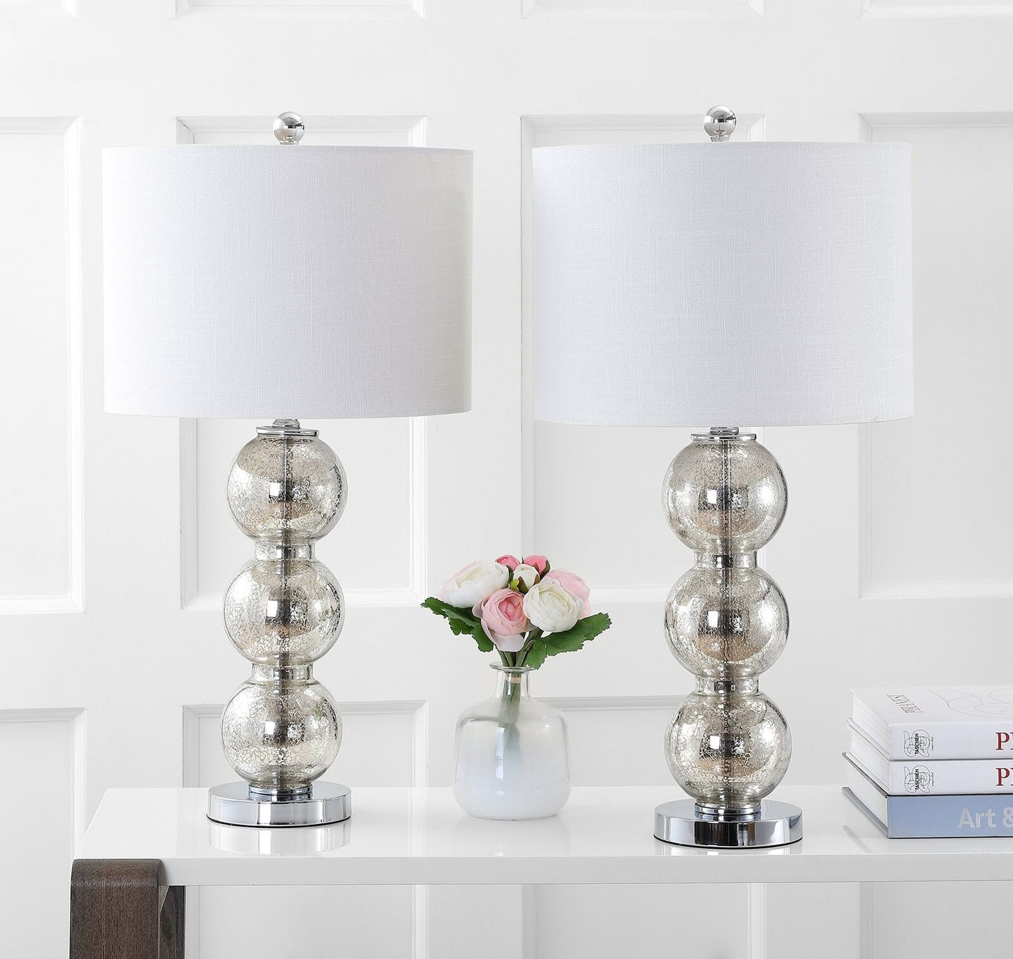 JONATHAN Y JYL1070B-SET2 Set of 2 Table Lamps Bella 27" Glass Triple-Sphere L...