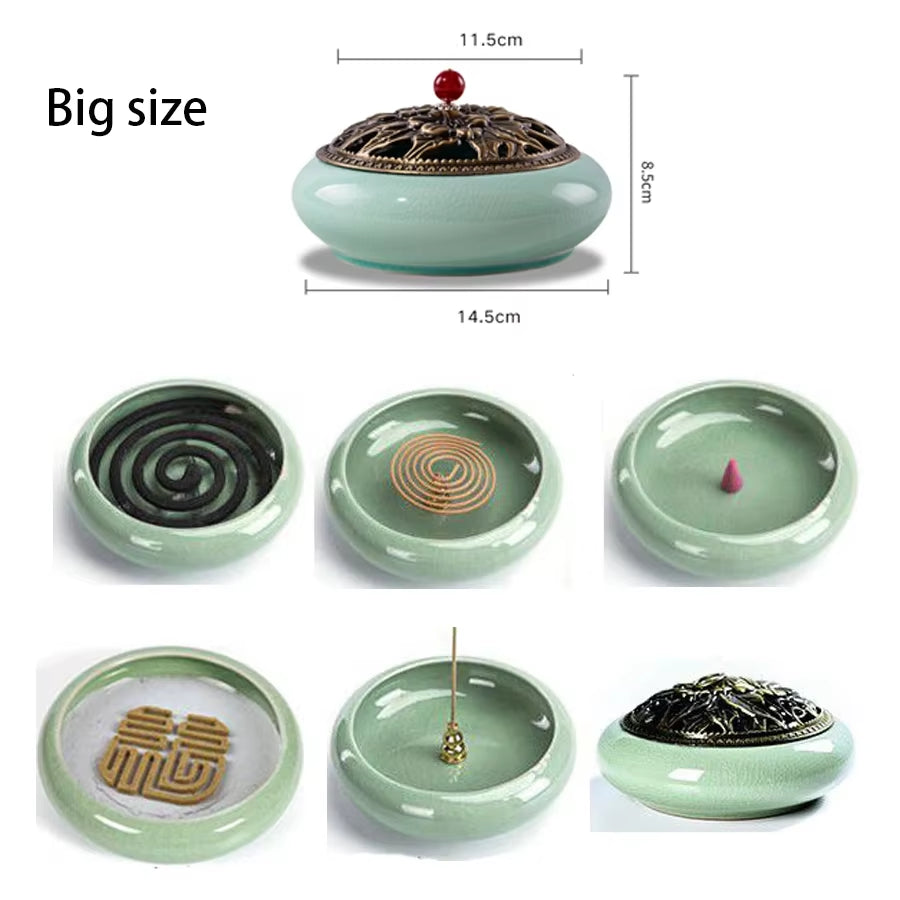 Y the Large Mosquito Coil Tray Living Room Incense Sticks Burner Dragon Sandalwood Ceramic with Lid Home Fireproof Cone Censer