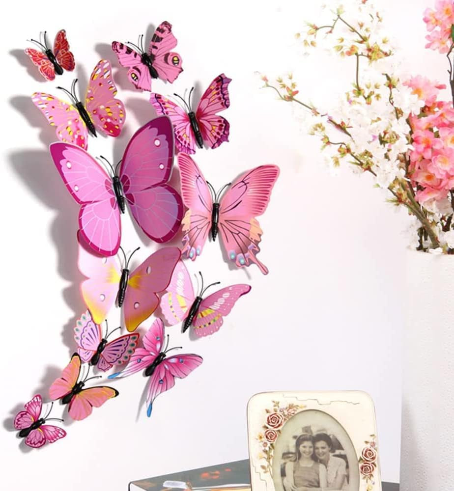 3D Mariposas Decorativas De Pared - Luminosa Pegatinas Decoracion Para Casas X12