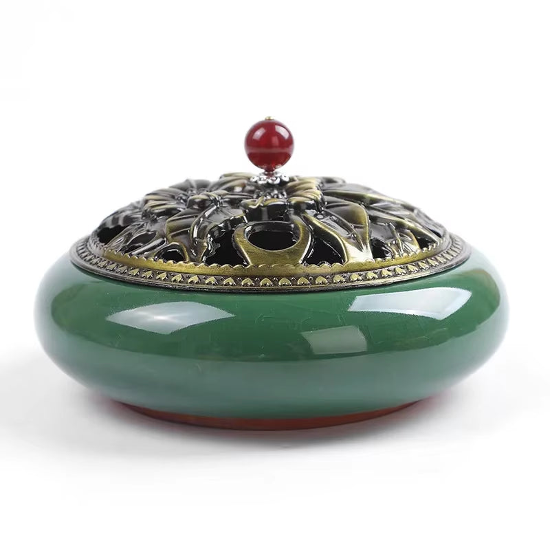 Y the Large Mosquito Coil Tray Living Room Incense Sticks Burner Dragon Sandalwood Ceramic with Lid Home Fireproof Cone Censer