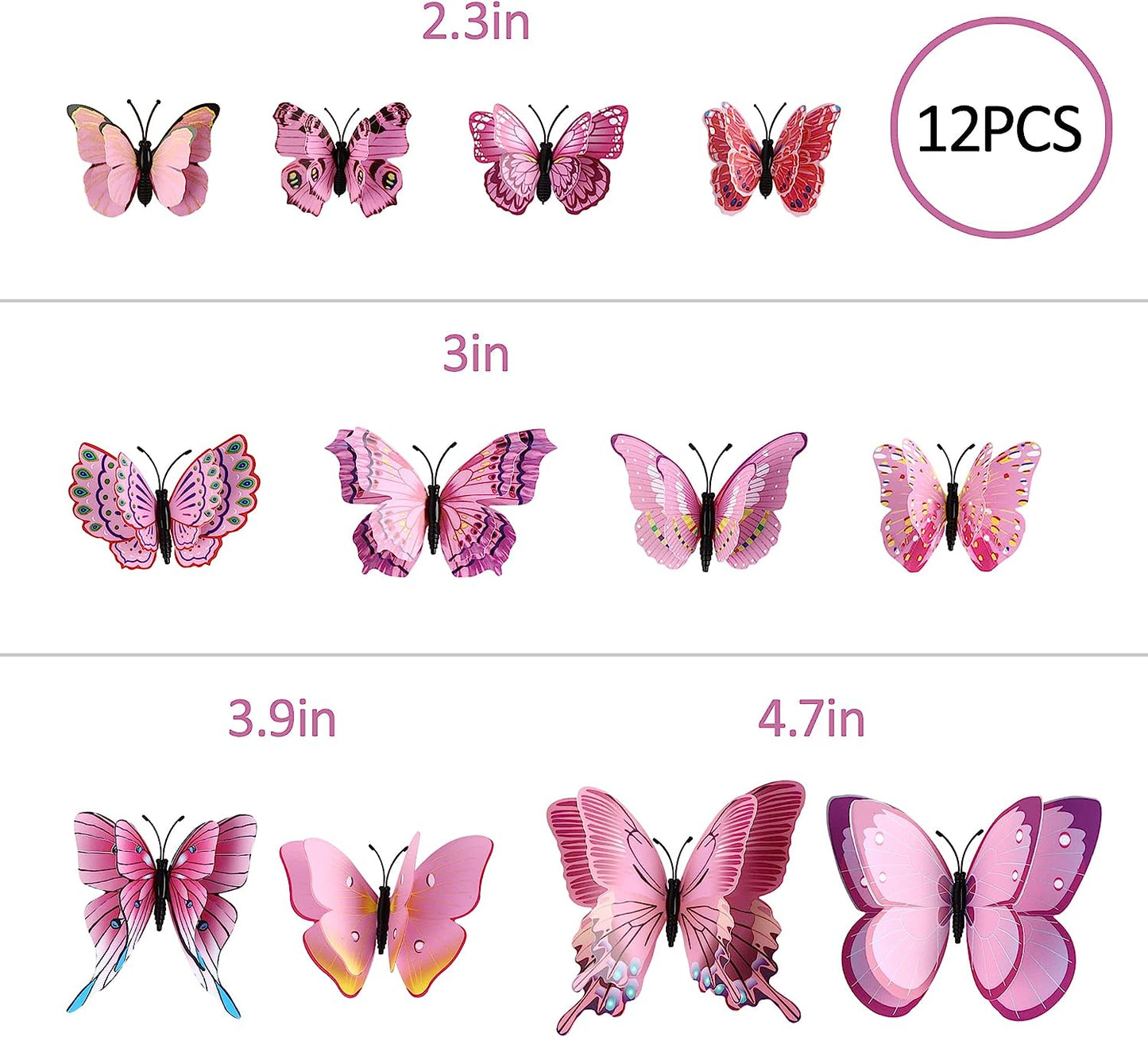 3D Mariposas Decorativas De Pared - Luminosa Pegatinas Decoracion Para Casas X12