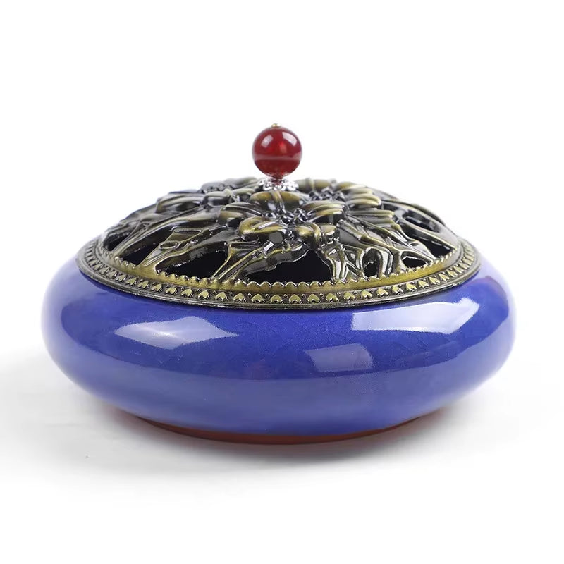 Y the Large Mosquito Coil Tray Living Room Incense Sticks Burner Dragon Sandalwood Ceramic with Lid Home Fireproof Cone Censer