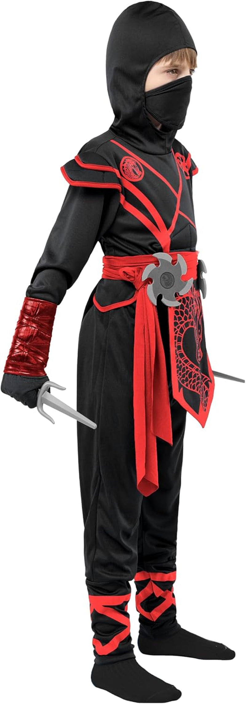Halloween Ninja Costume Kids, Ninja Dragon Jumpsuit Set, Boys Halloween Costume for Dressup Party