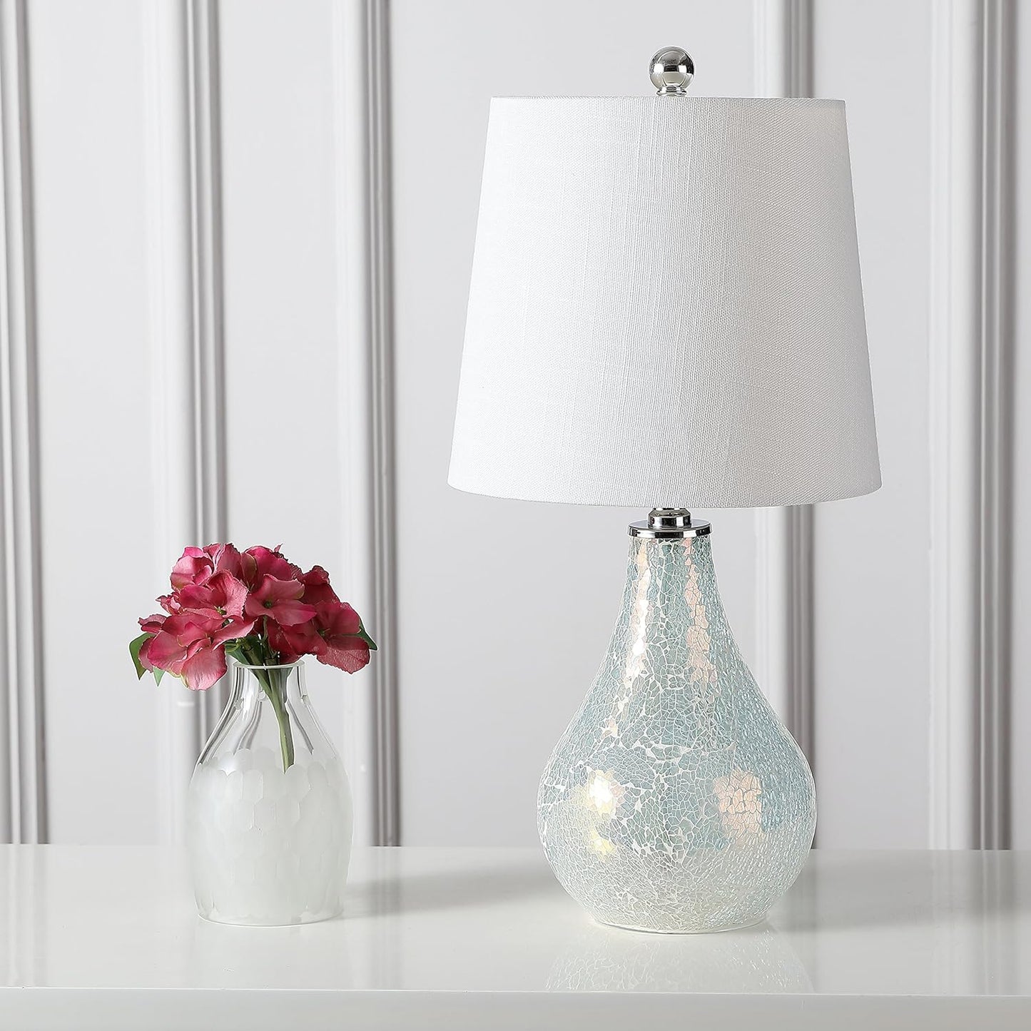 JYL1024B Mona 20.5" Mini LED Table Lamp, Modern, Contemporary, Elegant, Office, Living Room, Family Room, Dining Room, Bedroom, Hallway, Foyer, Mosaic White