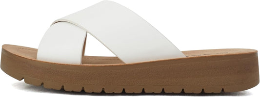 LUCY ~ Women Open Toe Flatform Platform Crisscross Band Upper Fashion Slide Sandals