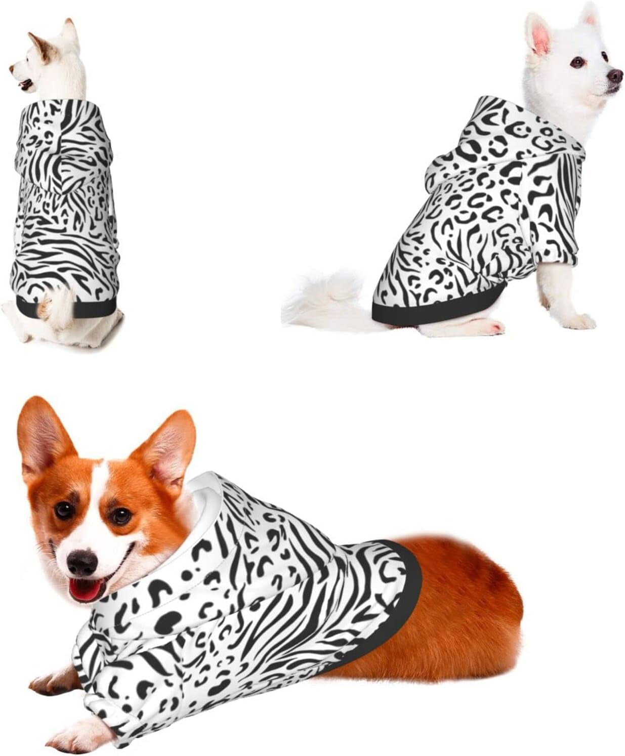 Leopard Tiger Print Miniature Pets Hoodies Dog Leopard Zebra Print Costume Animal Print Pet Winter Sweatshirt for Small Dogs Pets