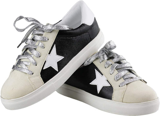 Women'S Skate Lace up Tennis Shoes Fashion Sneakers Casual Sport Flat Shoes DL Black Metal 10