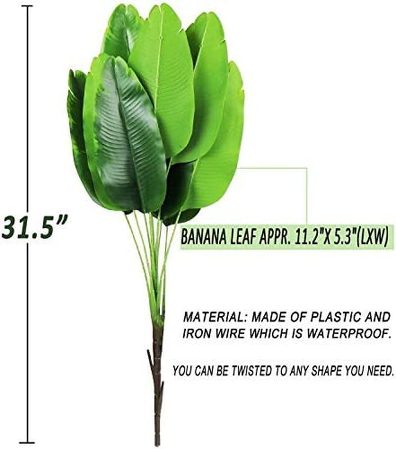Planta Artificial Hojas De Platano Falsas Con Tallos Palmera De Imitacion Fronda