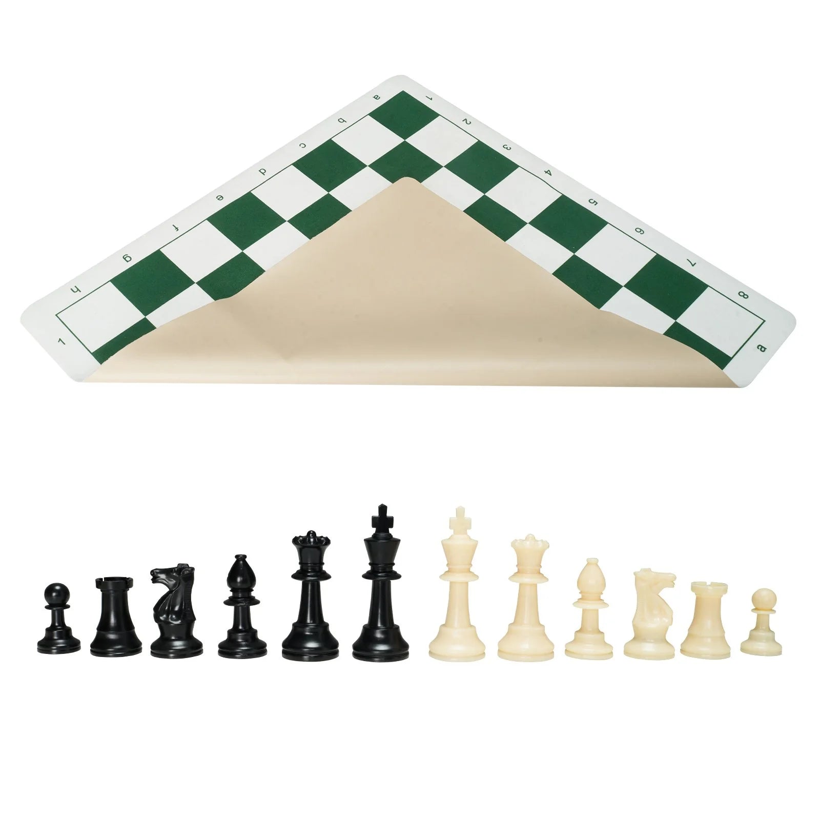 VEVOR Tournament Chess Set, 20 Inch Roll-Up Beginner Chess Board, Foldable Silicone Chess Game with Plastic Weighted Chess Pieces & Storage Bag, Portable Travel Chess Board Gift for Adult Kid Family