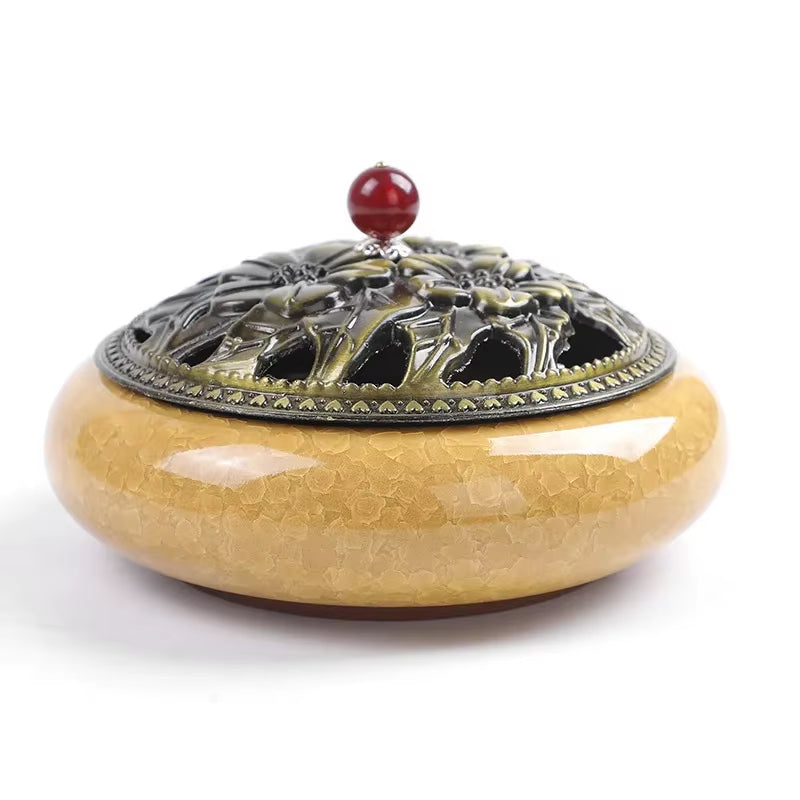 Y the Large Mosquito Coil Tray Living Room Incense Sticks Burner Dragon Sandalwood Ceramic with Lid Home Fireproof Cone Censer