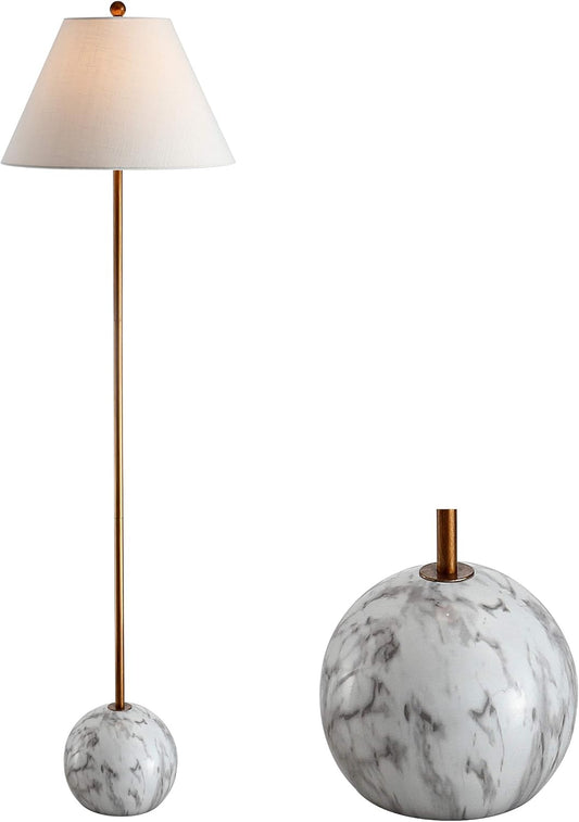 JYL3066A Miami 63.5" Minimalist Resin/Metal LED Floor Lamp Modern,Contemporary for Bedrooms, Living Room, Office, Reading, Gold/White