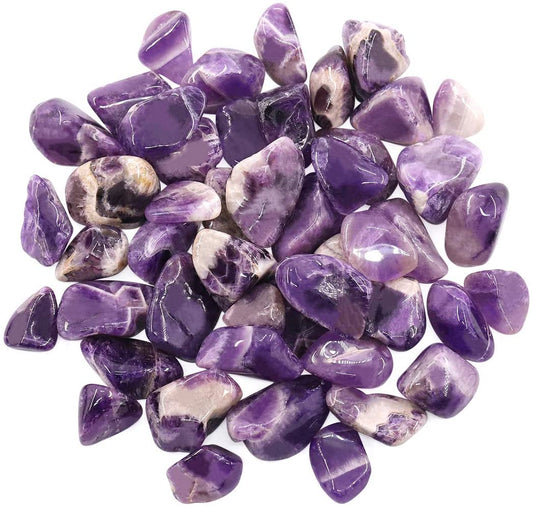 1Lb Bulk Large Natural Tumbled Polished Brazilian Stones Gemstone Healing Crystals Quartz for Wicca, Reiki, and Energy Crystal Healing (Amethyst about 1Lb/450G/16Oz/Bag)