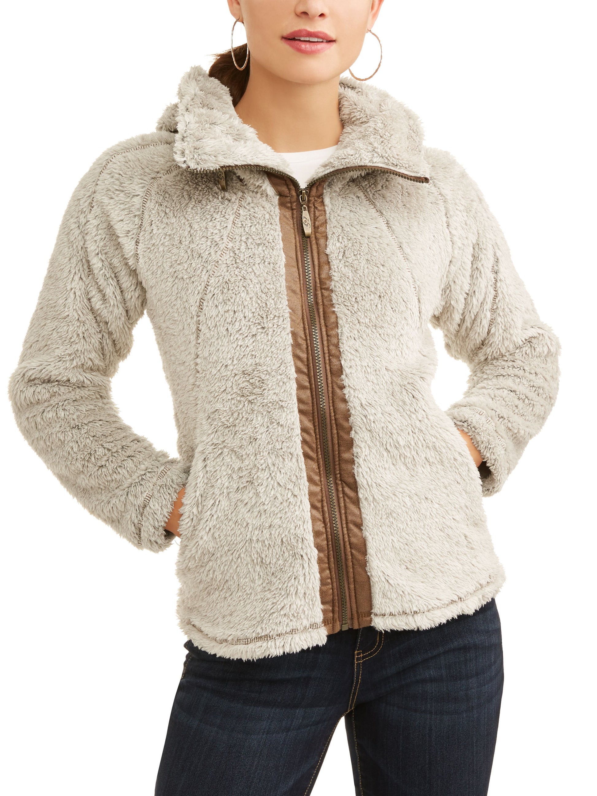 Women'S Fluffy Fleece Full Zip Jacket