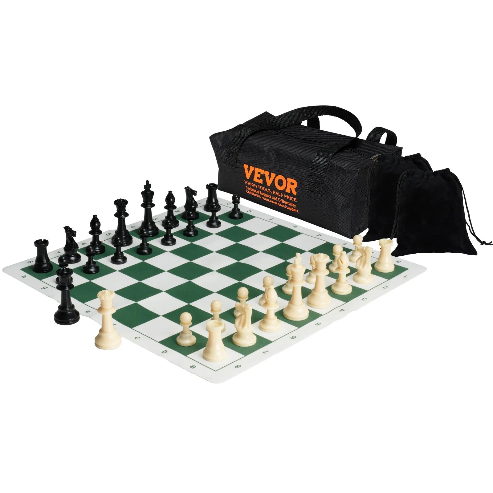VEVOR Tournament Chess Set, 20 Inch Roll-Up Beginner Chess Board, Foldable Silicone Chess Game with Plastic Weighted Chess Pieces & Storage Bag, Portable Travel Chess Board Gift for Adult Kid Family