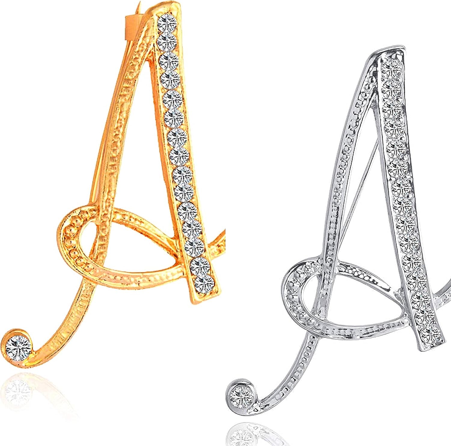 2 Pack Initial Letter Brooch Pin for Women Girl 26 Letters A-Z Fashion Brooches Collar Pins Gold Silver
