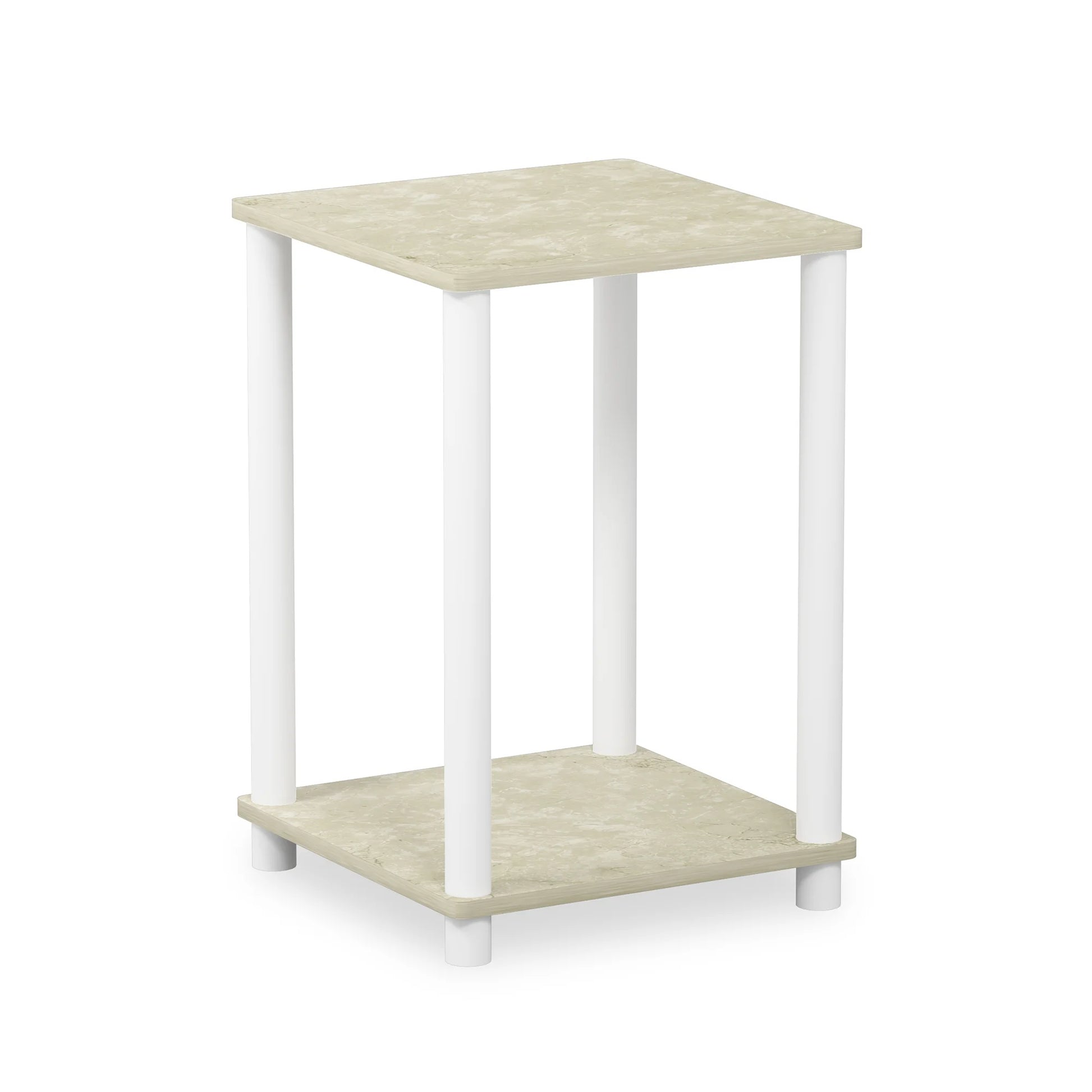 Turn-N-Tube Haydn End Table, Cream Faux Marble/White