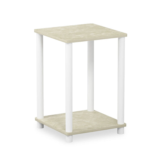 Turn-N-Tube Haydn End Table, Cream Faux Marble/White