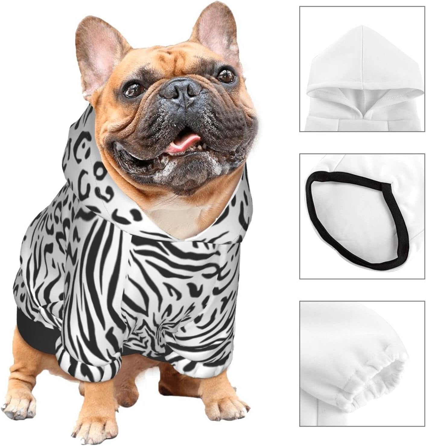 Leopard Tiger Print Miniature Pets Hoodies Dog Leopard Zebra Print Costume Animal Print Pet Winter Sweatshirt for Small Dogs Pets