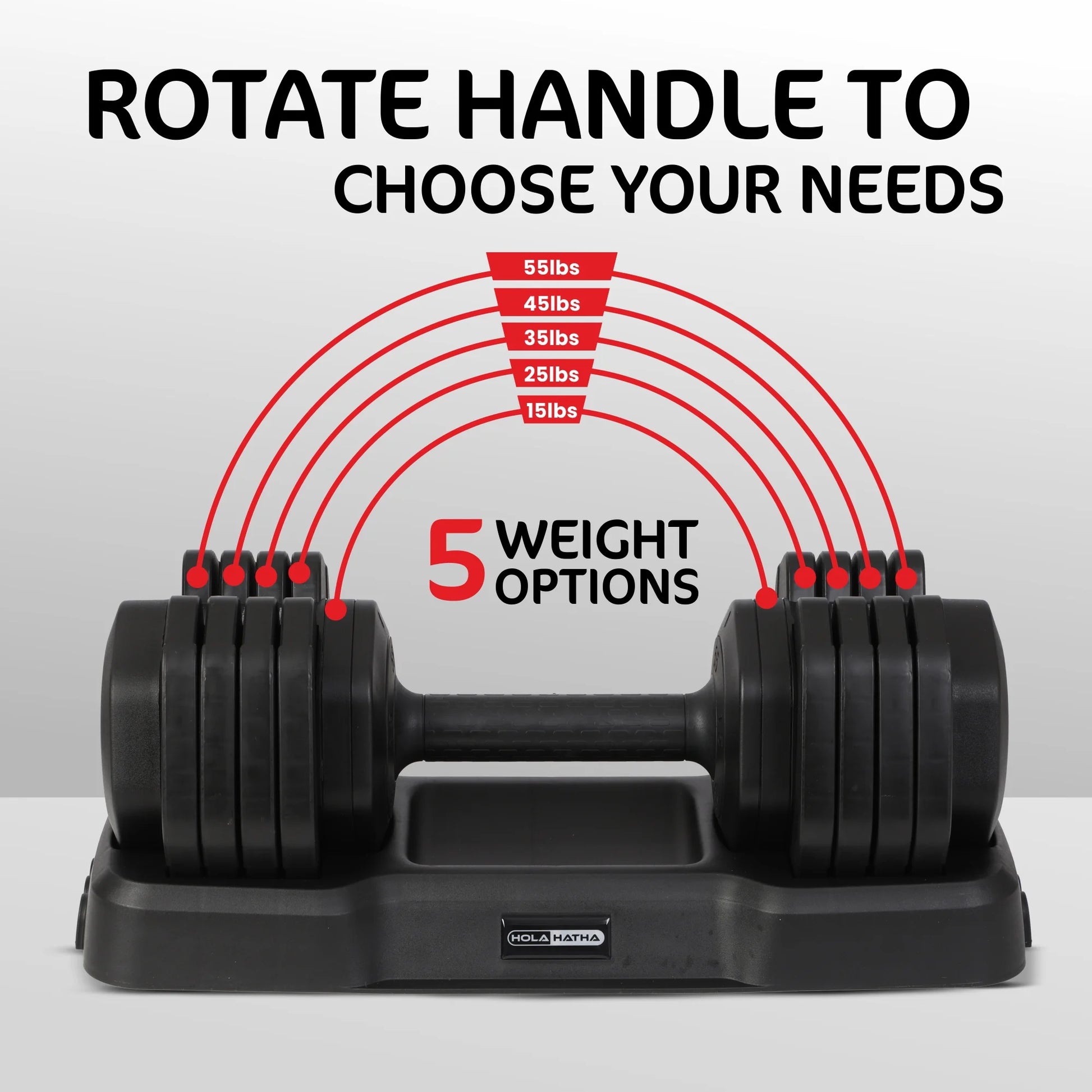 5-In-1 Adjustable Dumbbell Home Gym Workout Equipment, Single