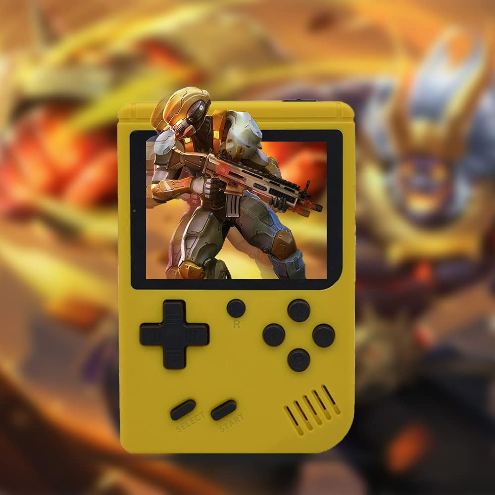 Retro FC Handheld Game Console，Retro Game Console Support 8 Bit FC Game, Built-In 500 Games,Portable Game Console 3.0 Inch Screen Supports TV Output Good Present for Kids Boy (Yellow)