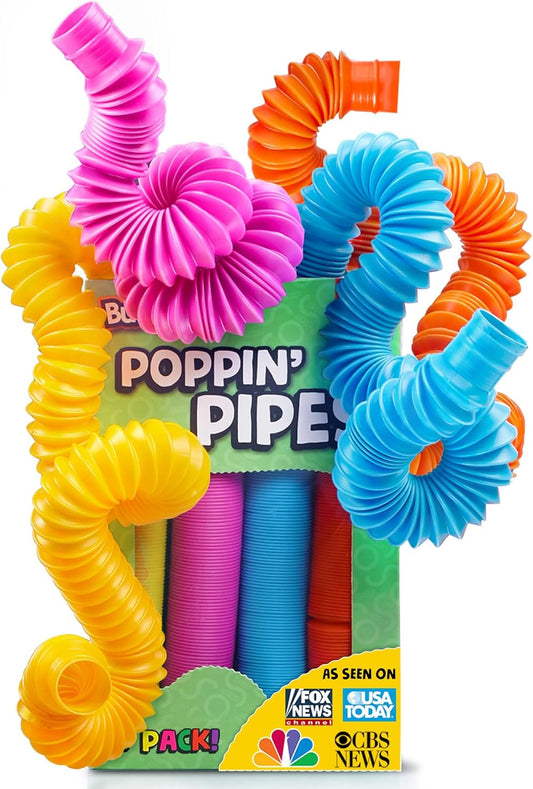 Pop Tubes - Sensory Toys - Toddler Toys - Imaginative Play & Stimulating Creative Learning - Hours of Fun for Kids - Tons of Ways to Play - Non-Mouthable Toy 3+ - 8 Pack Large