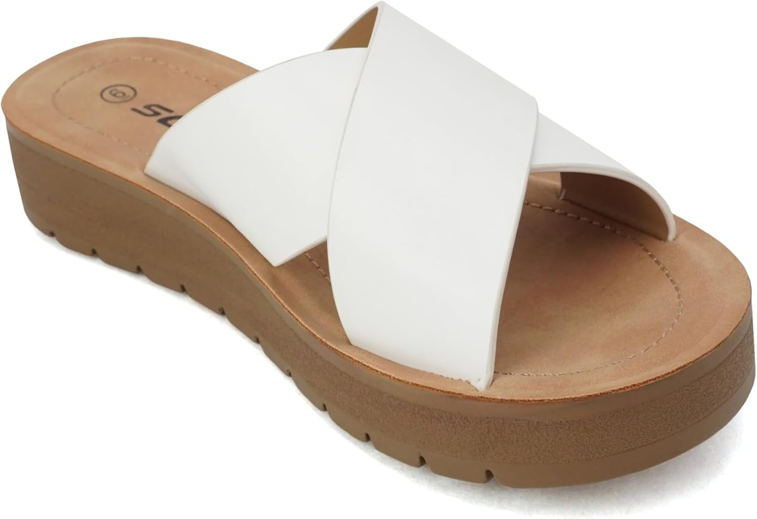 LUCY ~ Women Open Toe Flatform Platform Crisscross Band Upper Fashion Slide Sandals
