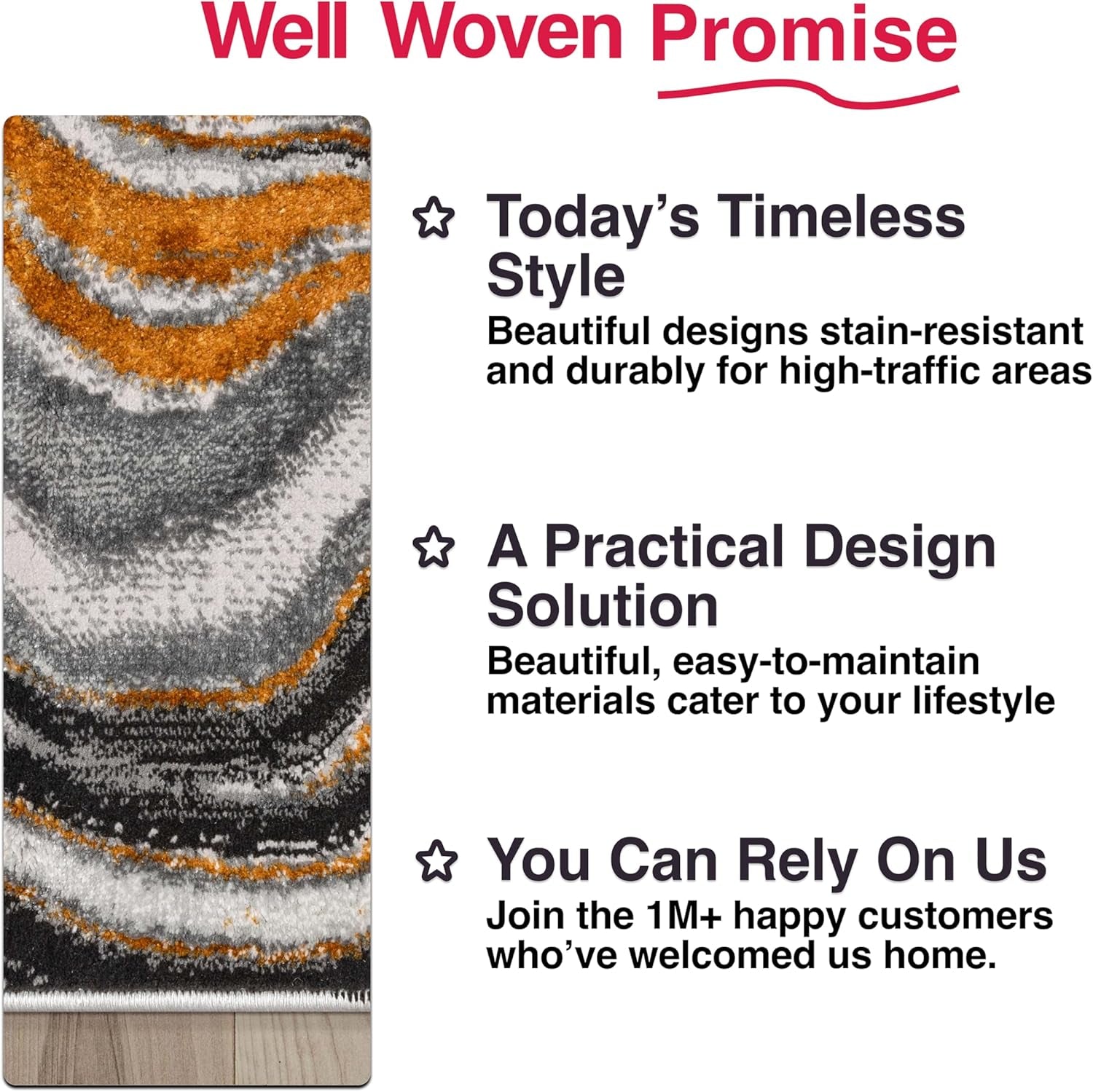 Werrick Grey & Gold Striated Marble Pattern Area Rug (5'3" X 7'3")