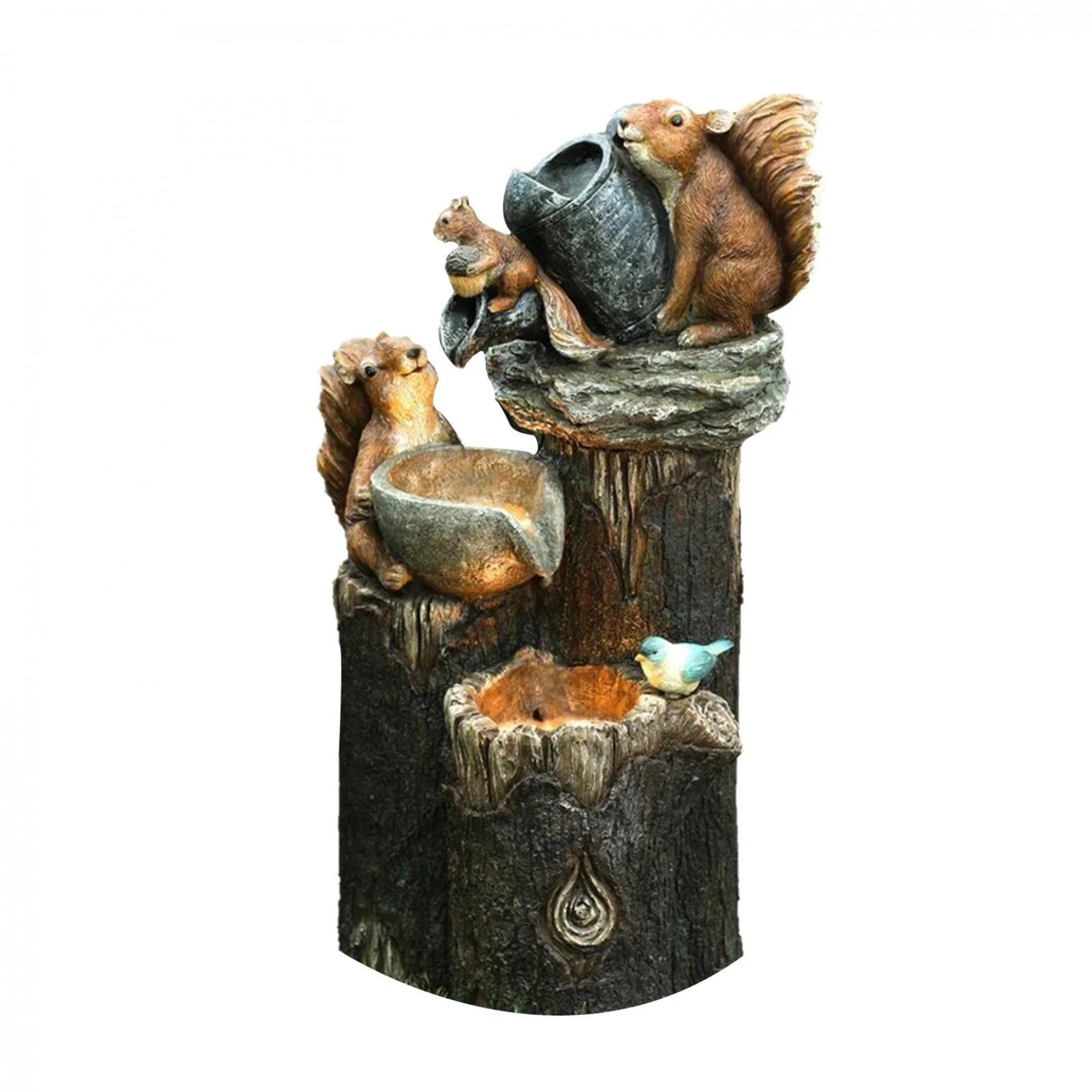 Clearance! Sdjma Garden Squirrel Statue Decor, Animal Garden Statue with Solar Led Lights, Resin Squirrel Water Fountain Statue for Outdoor Patio Decor