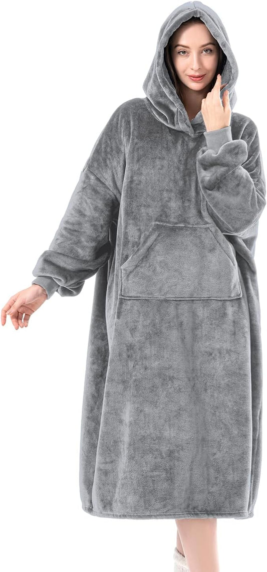Wearable Blanket Hoodie for Women/Kids/Men, Oversized & Cozy Sherpa Lined Hoodie Sweatshirt Blanket