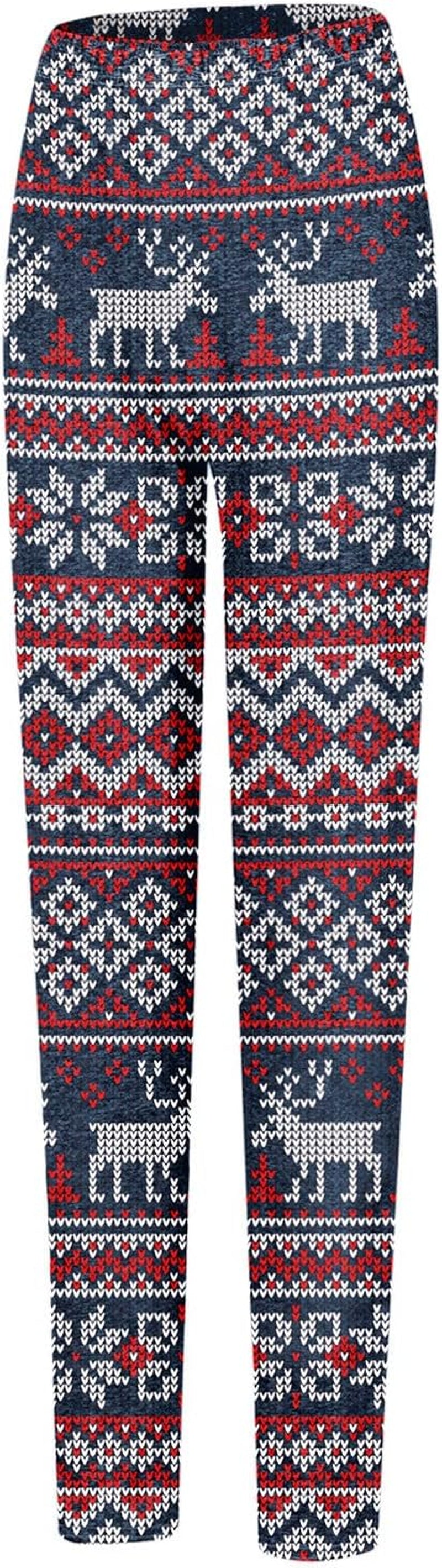 Fleece Lined Leggings Women, Christmas Elastic All-Match Warm Slim Long Boot Pants Leggings Running Sport Pants Dark Blue, S