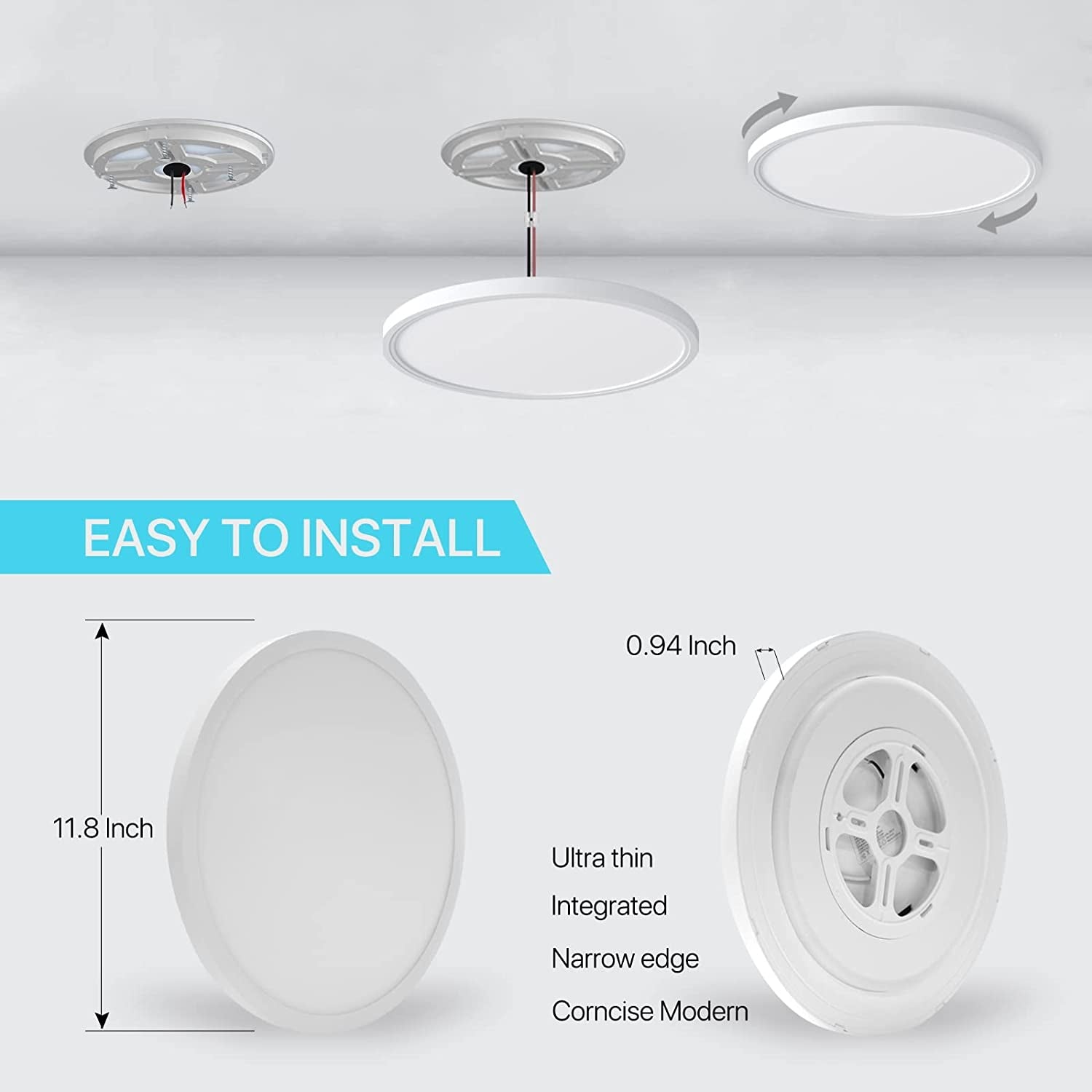 Lampara LED De Techo 24W 2.4 Wifi Cambio Color Luz Para Cuarto Sala 12 Pulgadas