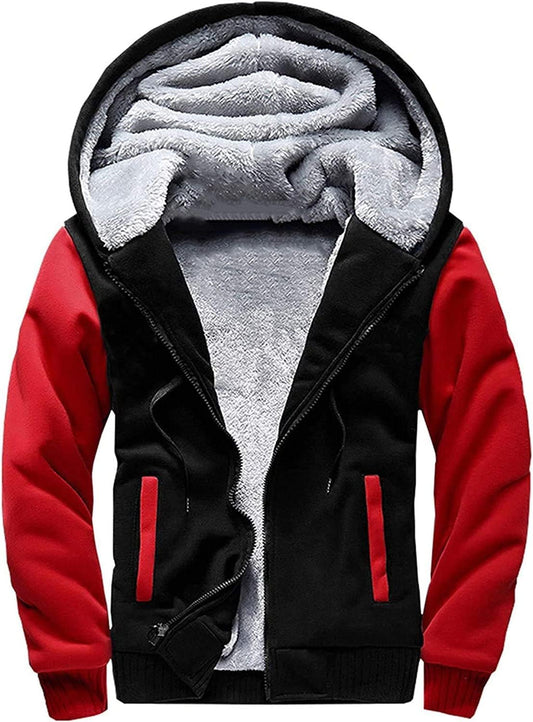 Hoodies for Men Full Zip up Winter Sweatshirt Fleece Sherpa Lined Warm Coats